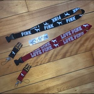 2x New VS LOVE PINK Lanyards Black & Maroon